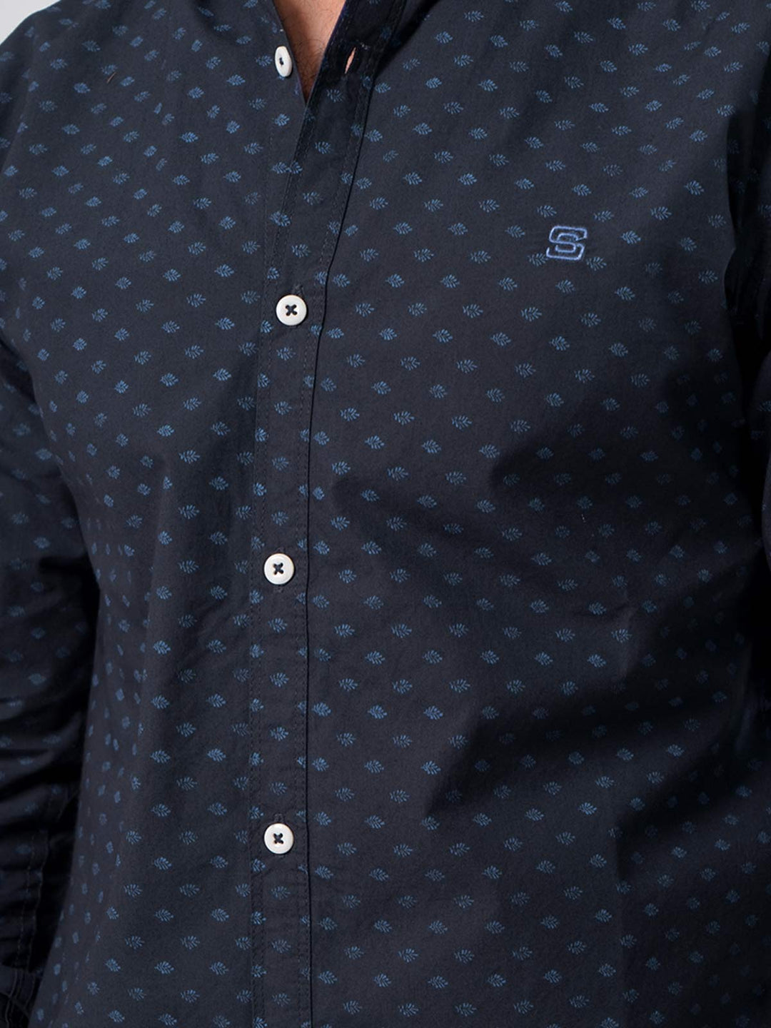 Navy Blue Printed  Casual Shirt (CSP-012)