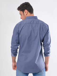 Dark Blue Printed  Casual Shirt (CSP-014)