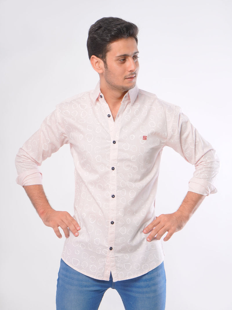 Baby Pink Printed Casual Shirt (CSP-016)