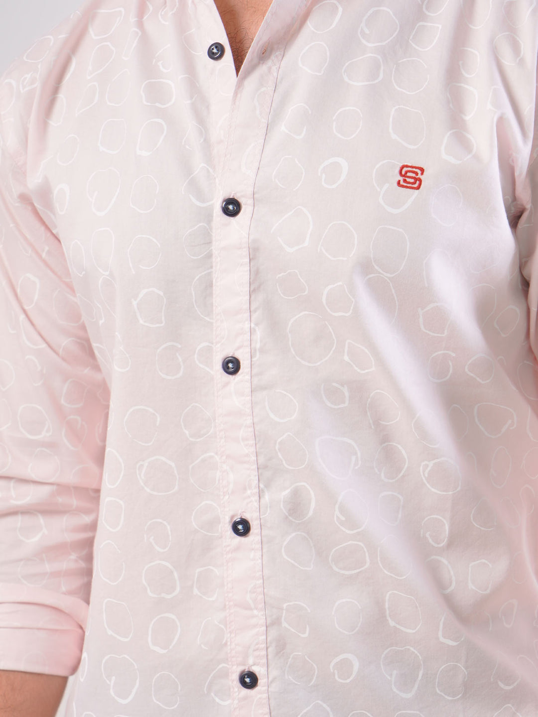 Baby Pink Printed Casual Shirt (CSP-016)