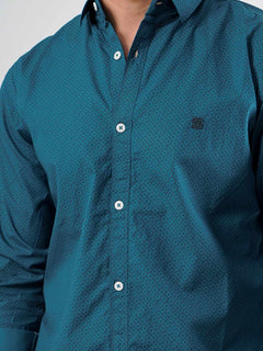 Dark Sea Green Printed  Casual Shirt (CSP-021)