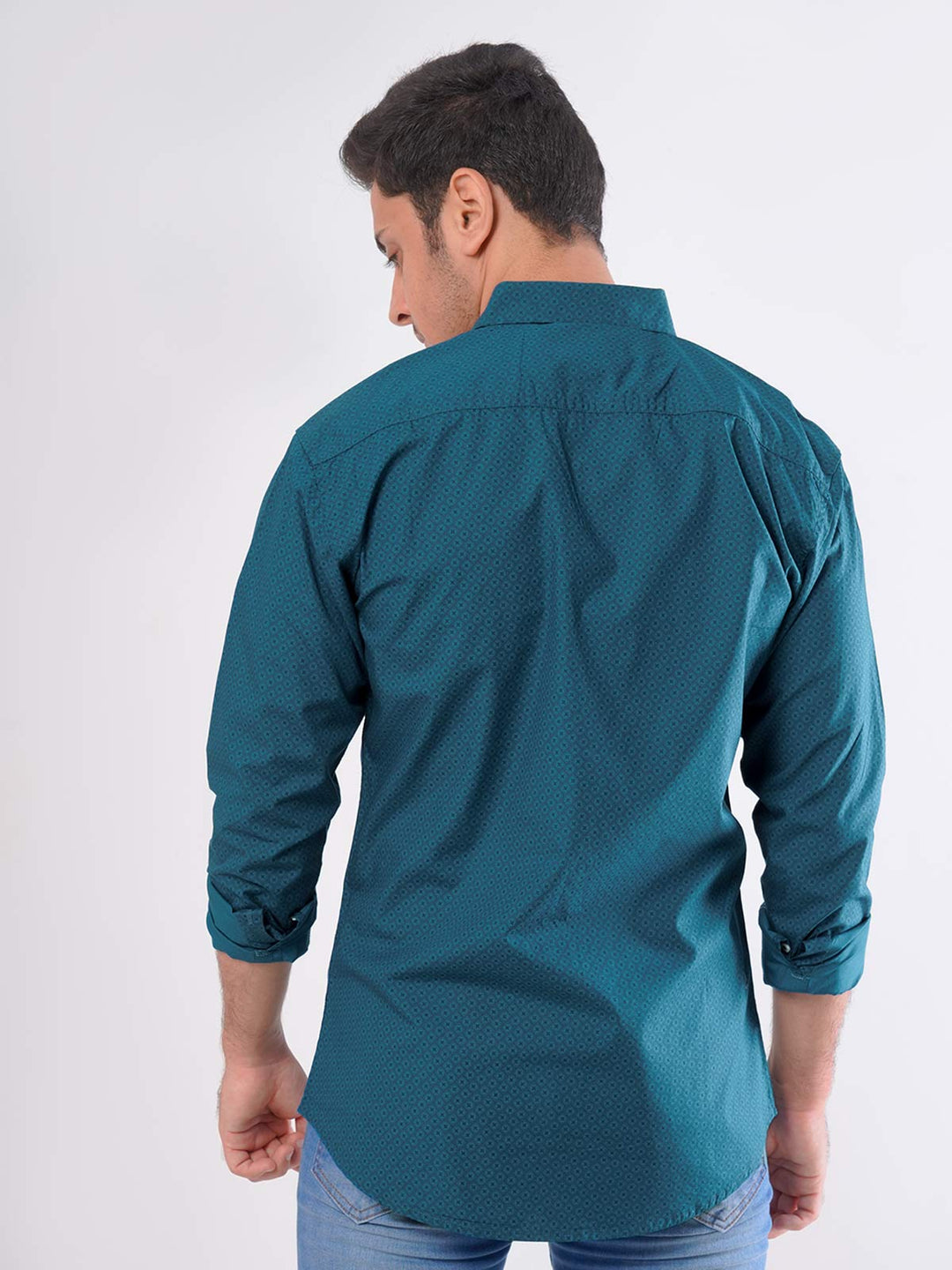 Dark Sea Green Printed  Casual Shirt (CSP-021)