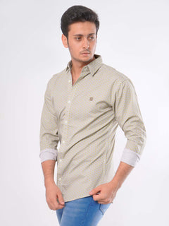 Light Brown Printed  Casual Shirt (CSP-024)