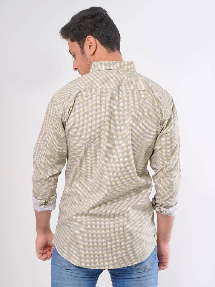 Light Brown Printed  Casual Shirt (CSP-024)