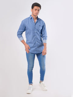 Blue Printed Casual Shirt (CSP-029)