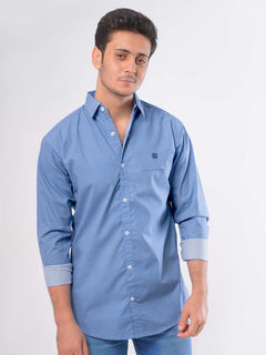 Blue Printed Casual Shirt (CSP-029)