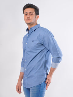 Blue Printed Casual Shirt (CSP-029)