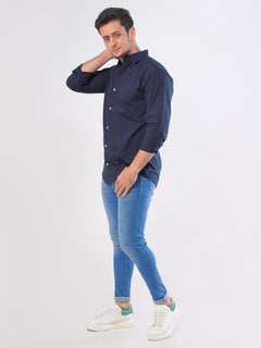 Dark Blue Printed  Casual Shirt (CSP-033)