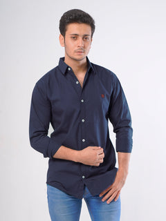 Dark Blue Printed  Casual Shirt (CSP-033)