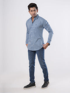 Blue Printed Casual Shirt (CSP-037)