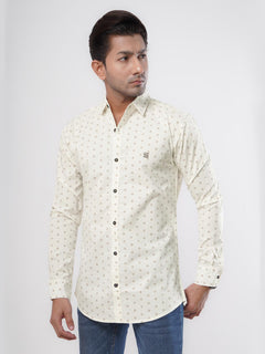 Off White Printed Casual Shirt (CSP-039)