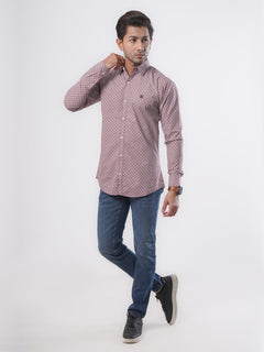 Maroon Printed Casual Shirt (CSP-040)