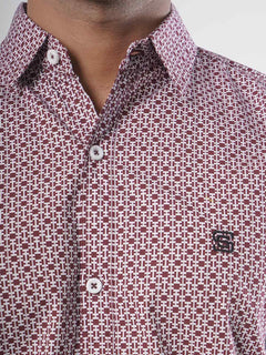 Maroon Printed Casual Shirt (CSP-040)