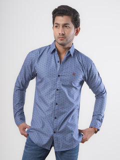 Blue Printed Casual Shirt (CSP-051)