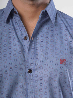 Blue Printed Casual Shirt (CSP-051)