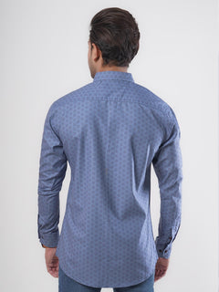 Blue Printed Casual Shirt (CSP-051)