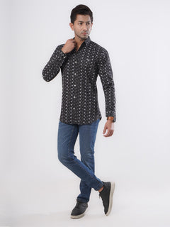 Black & White Printed Casual Shirt (CSP-058)