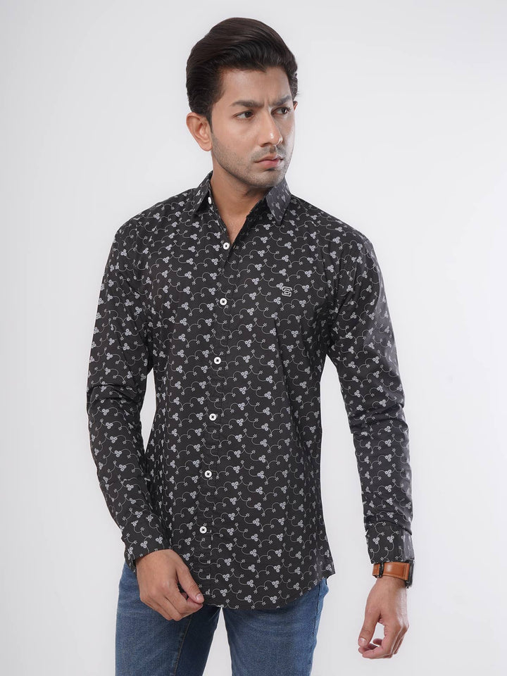 Black & White Printed Casual Shirt (CSP-058)