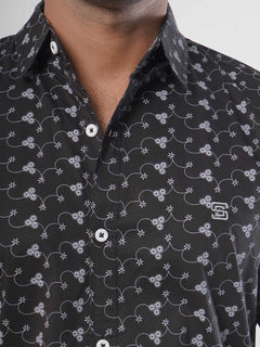 Black & White Printed Casual Shirt (CSP-058)