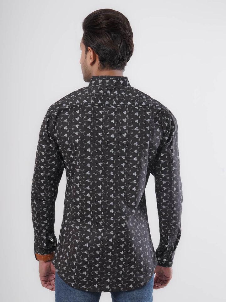 Black & White Printed Casual Shirt (CSP-058)