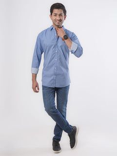 Blue Printed Casual Shirt (CSP-061)