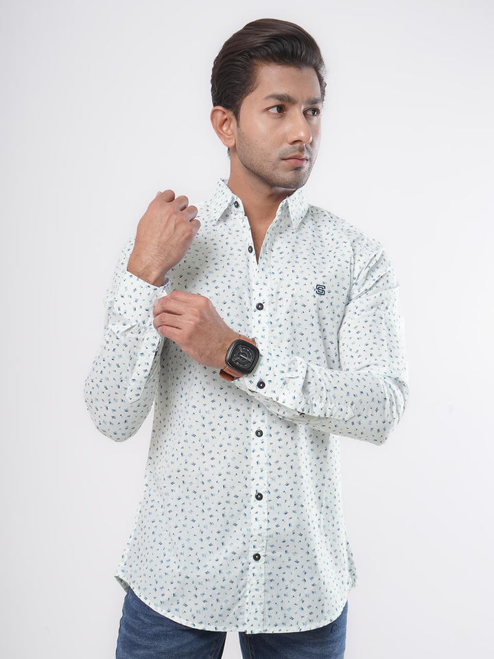 White Printed Casual Shirt (CSP-063)