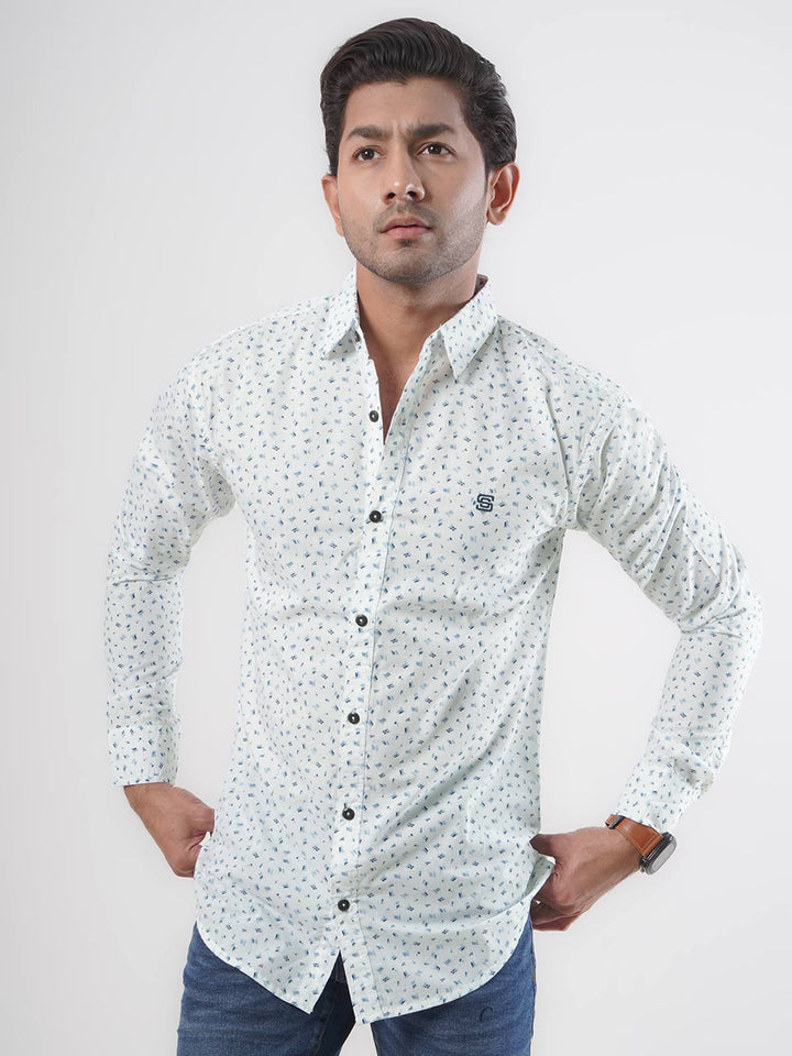 White Printed Casual Shirt (CSP-063)