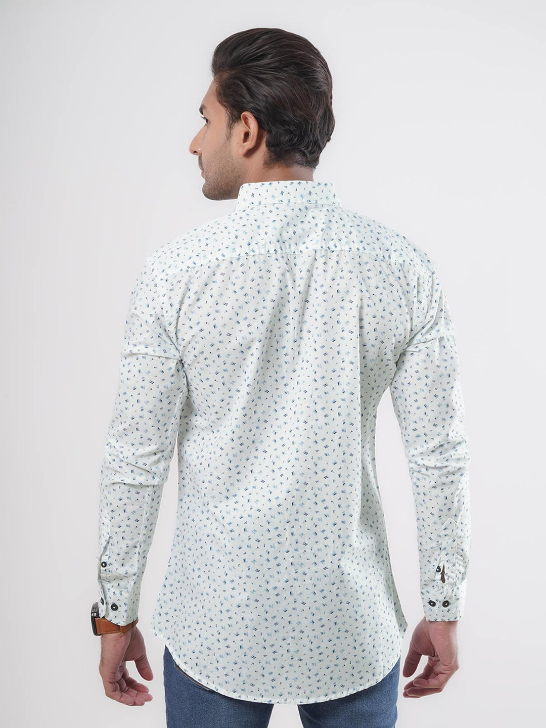 White Printed Casual Shirt (CSP-063)