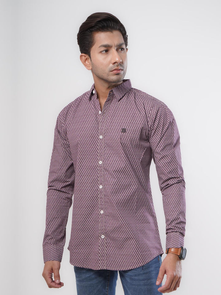 Maroon & Brown Printed Casual Shirt (CSP-065)