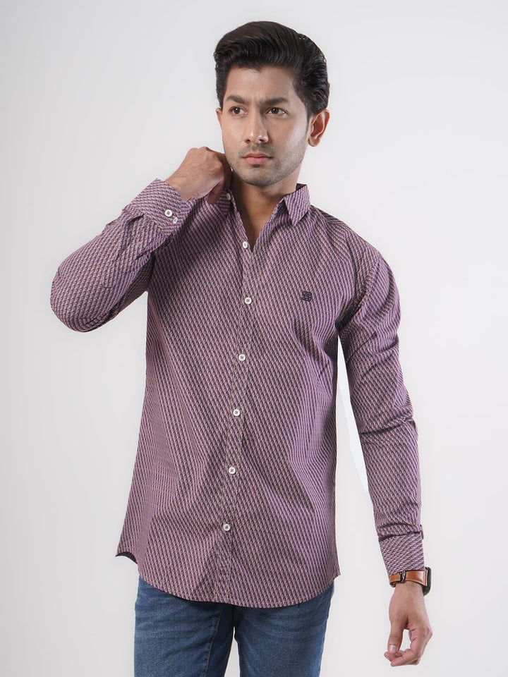 Maroon & Brown Printed Casual Shirt (CSP-065)