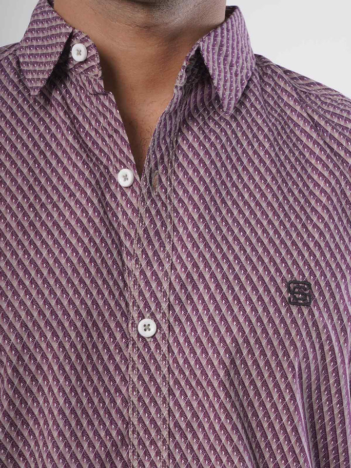 Maroon & Brown Printed Casual Shirt (CSP-065)