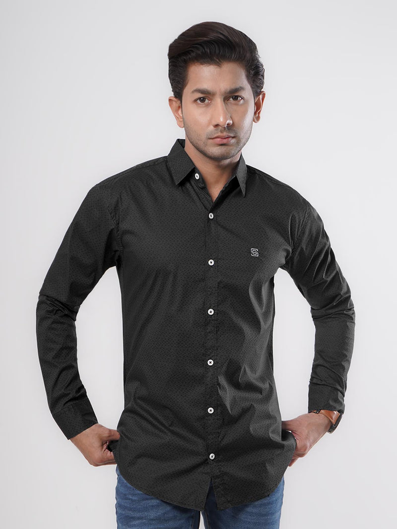 Black & Grey Printed Casual Shirt (CSP-066)