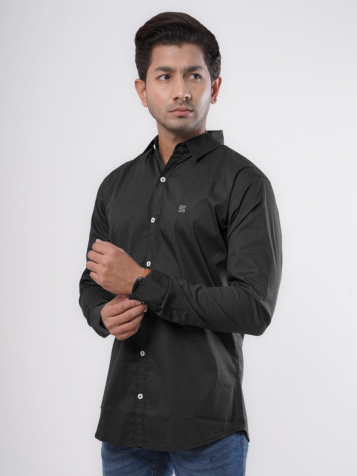 Black & Grey Printed Casual Shirt (CSP-066)