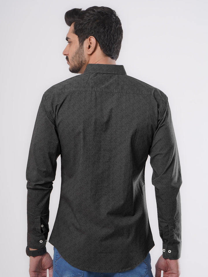 Dark Grey Printed Casual Shirt (CSP-100)