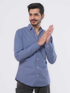 Blue Printed Casual Shirt (CSP-101)