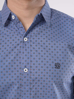 Blue Printed Casual Shirt (CSP-101)