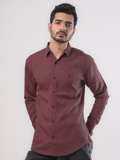 Maroon Printed Casual Shirt (CSP-102)