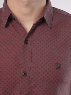 Maroon Printed Casual Shirt (CSP-102)