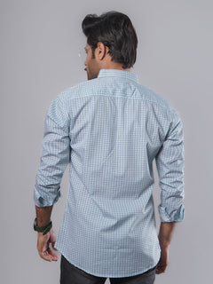Blue & White Printed Casual Shirt (CSP-106)