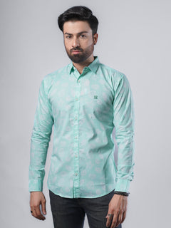 Sea Green Printed Casual Shirt (CSP-114)