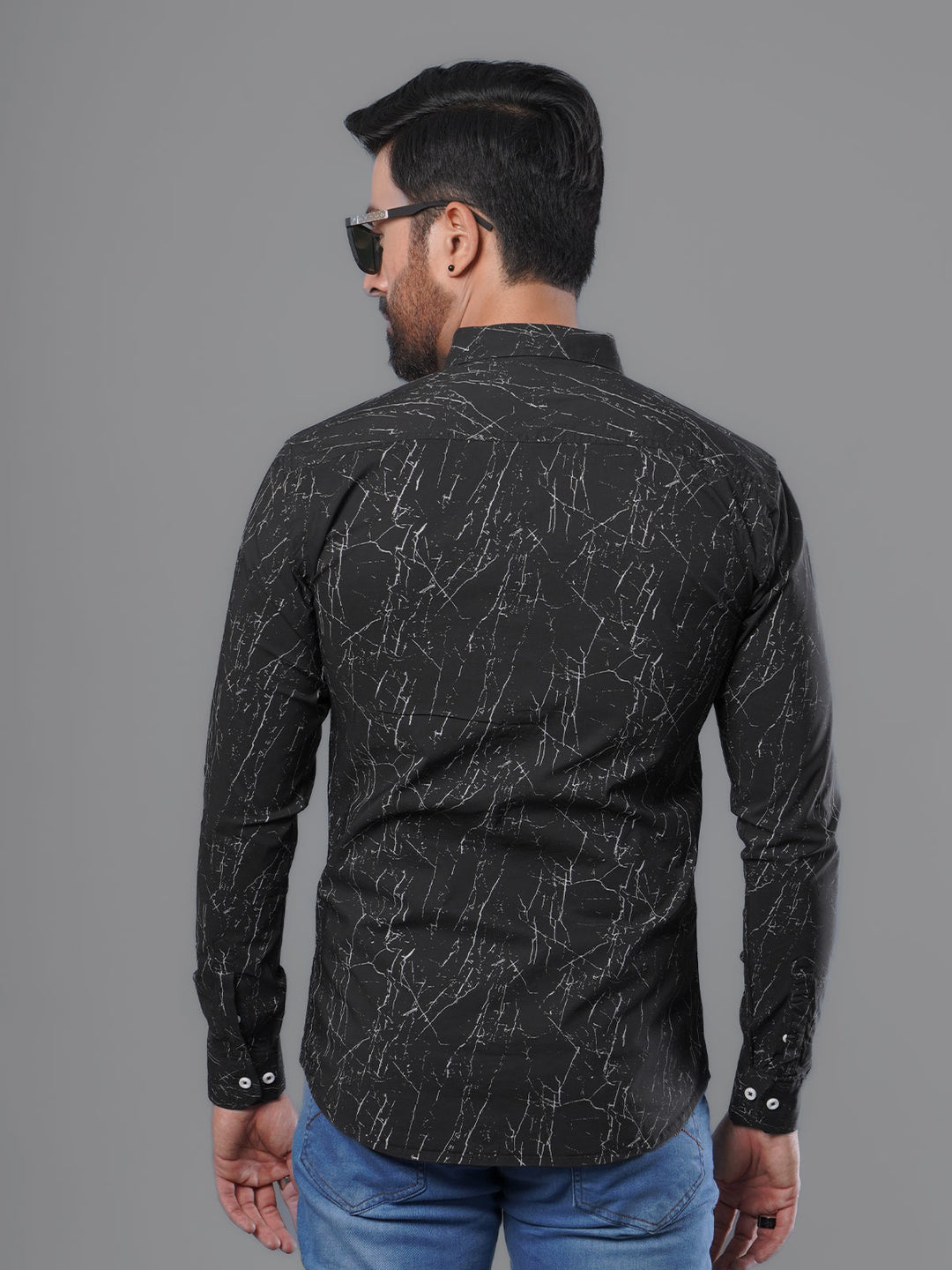 Black & White Printed Casual Shirt (CSP-115)