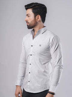 White & Black Printed Casual Shirt (CSP-116)