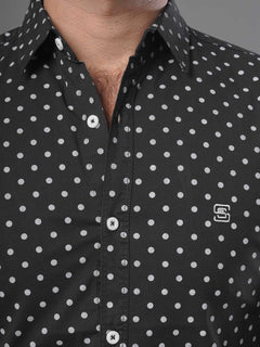 Black & White Dotted Printed Casual Shirt (CSP-118)