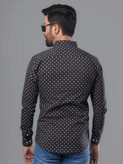 Black & White Dotted Printed Casual Shirt (CSP-118)