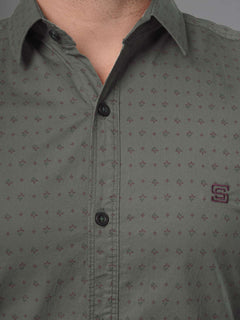 Dark Grey Designer Printed Casual Shirt (CSP-119)