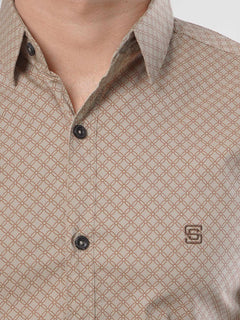 Light Brown Printed Casual Shirt (CSP-120)