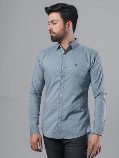 Blue & Black Dotted Printed Casual Shirt (CSP-125)