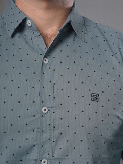 Blue & Black Dotted Printed Casual Shirt (CSP-125)