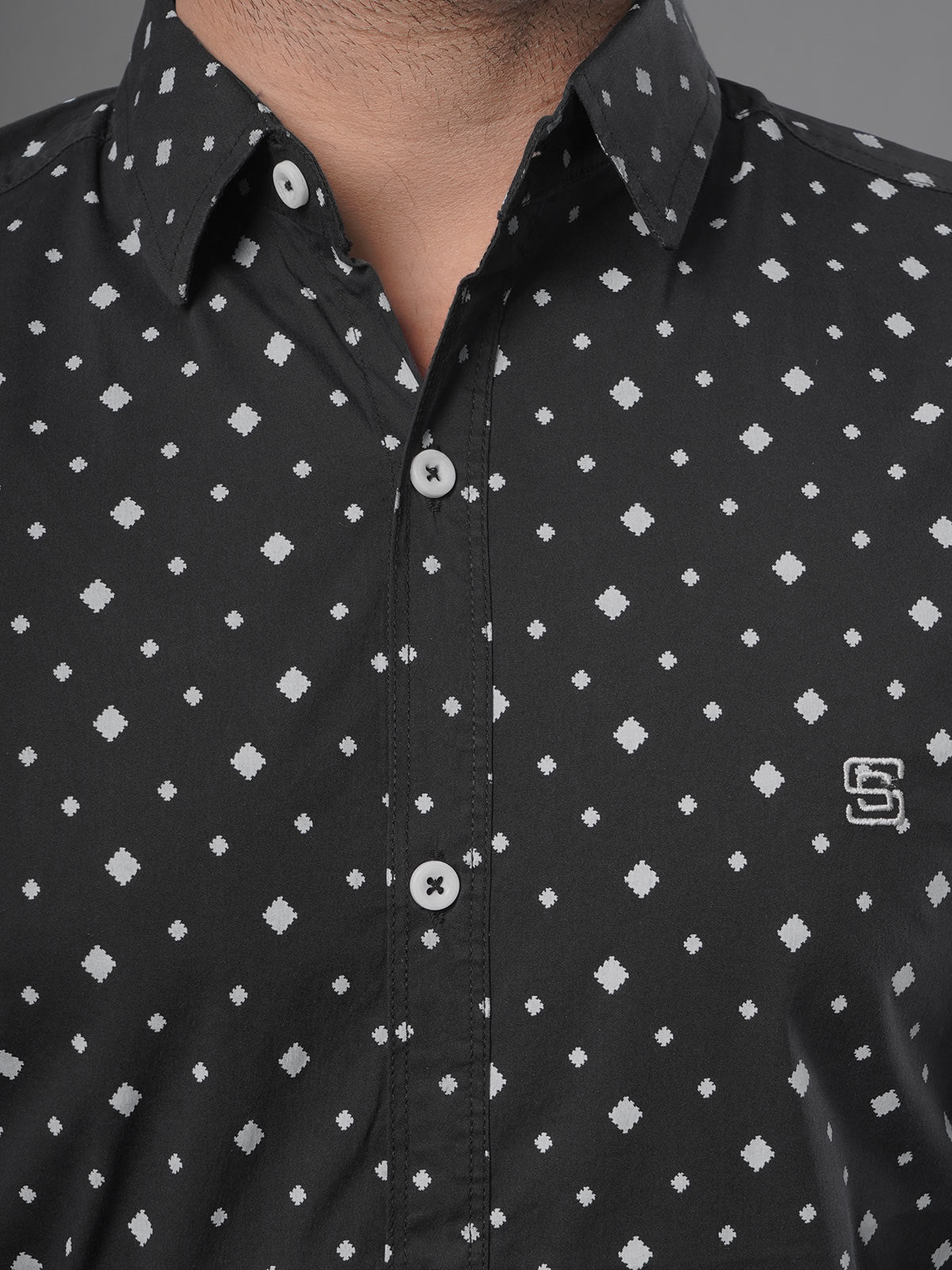 Black & White Printed Casual Shirt (CSP-129)