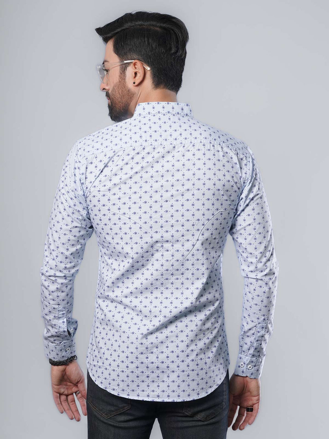 Light Blue Designer Printed Casual Shirt (CSP-141)